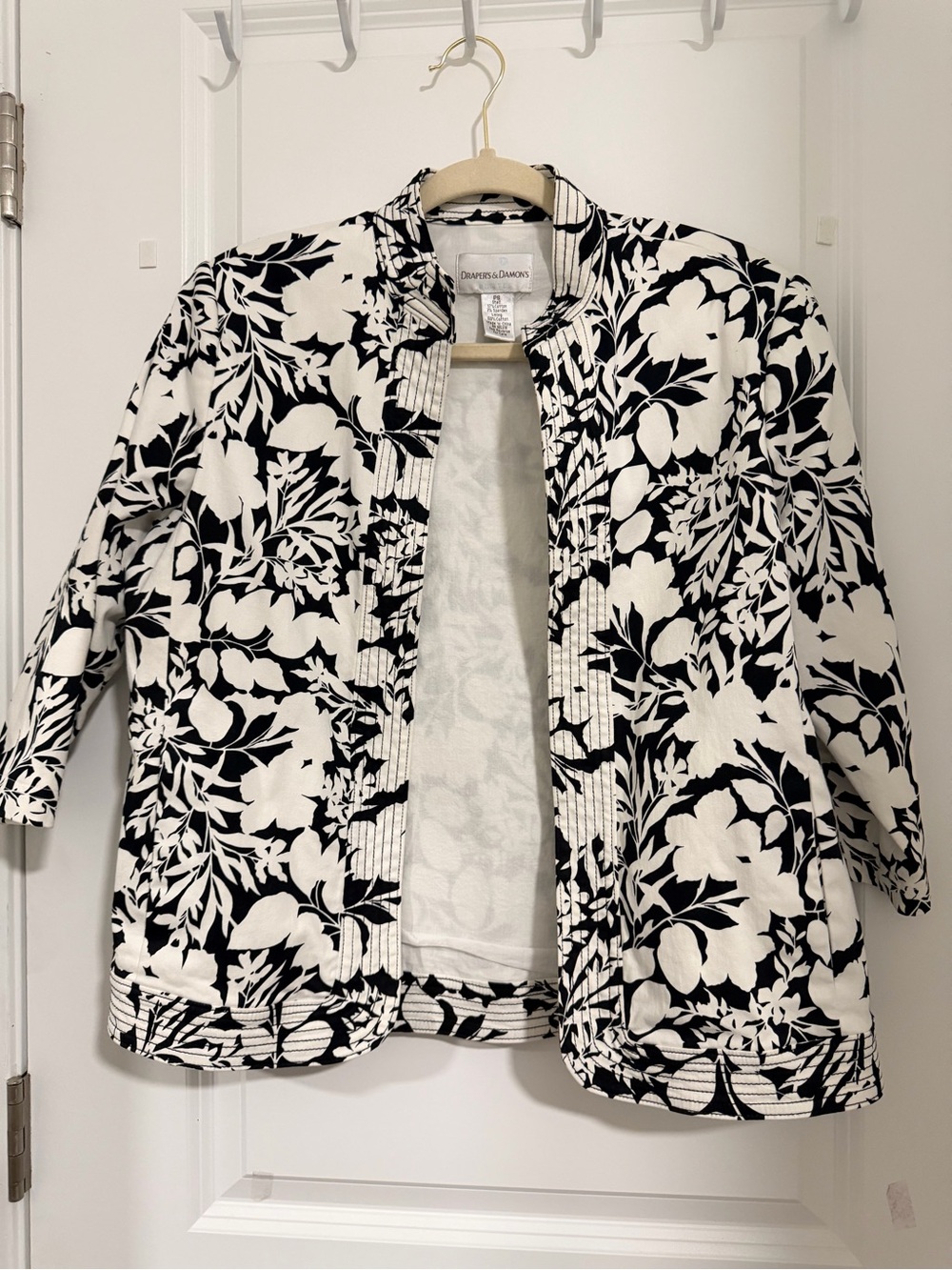 Black & White Floral Quilted Jacket